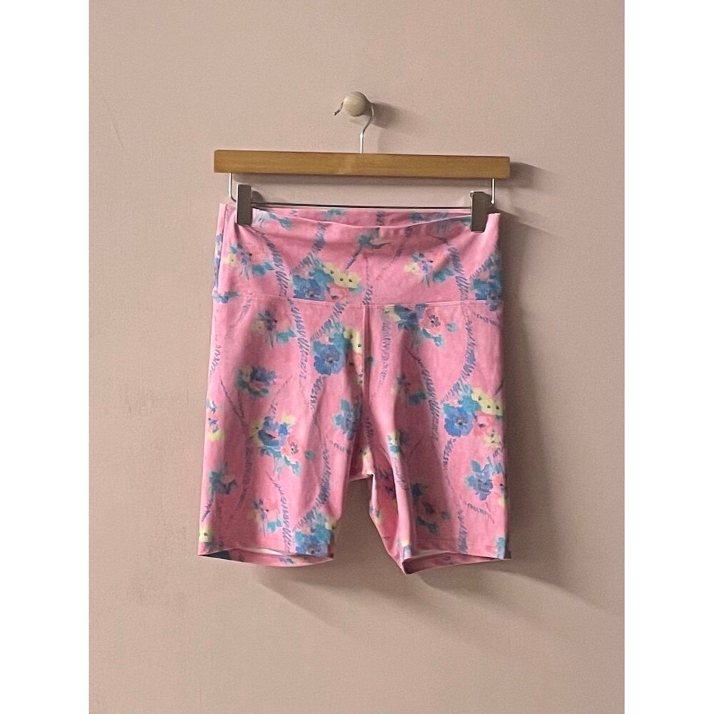 LoveShackFancy x Beach Riot Pink Floral Biker Shorts NWOT Size L